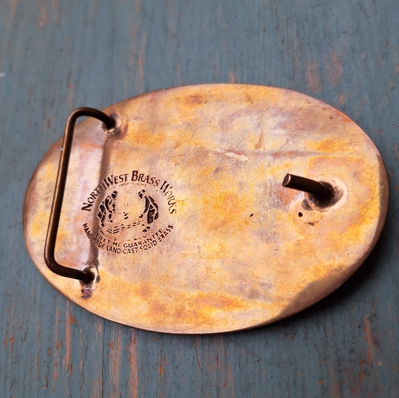 Brass Belt Buckle Mens Vintage Handmade Hand Cast Forged Metal Calvary Gifts Him - Picture 2 of 10